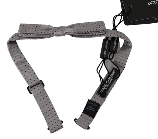 Dolce & Gabbana Gray Polka Dot Mens Necktie Papillon Bow Tie - Image 1