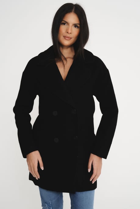 Women's Elle Wool Reefer Jacket in Black