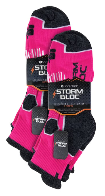 6er Pack Damen gepolsterte Knöchelsocken mit Fußgewölbeunterstützung | Storm Bloc | gepolsterte Ferse & Zehen Laufsport für Frauen - Pink - Image 2
