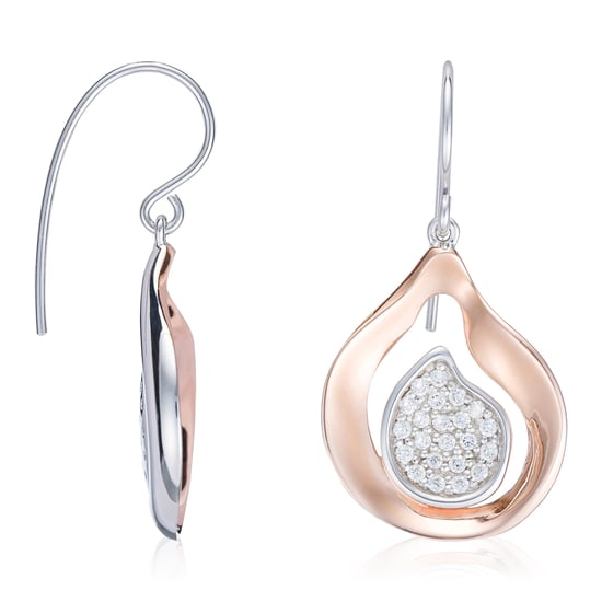 Orphelia Tropfenohrringe für Damen, 925er Sterlingsilber, Silber/Roségold ZO-5194 - Image 4