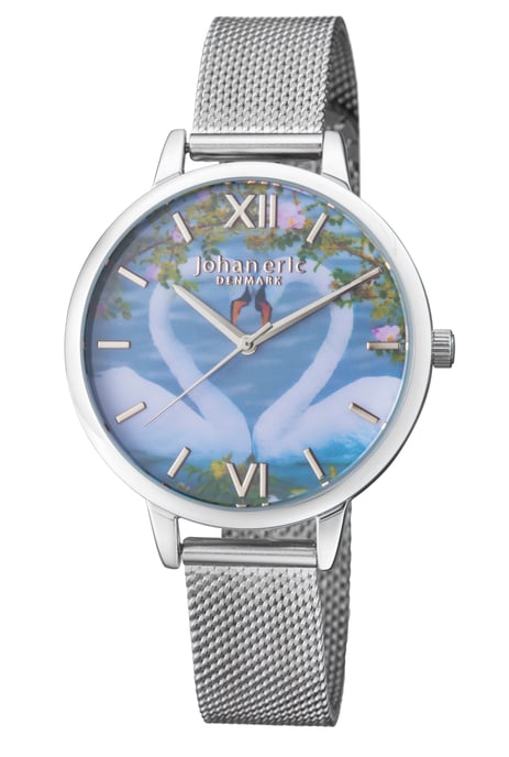 Johan eric: knopsvane ss watch with photo dial and silver mesh strap