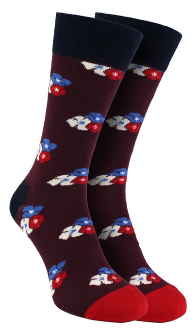 HS von Happy Socks - Herren 3er Pack Klassische Blumen-Socken - Blumen (Bordeaux) - Image 1