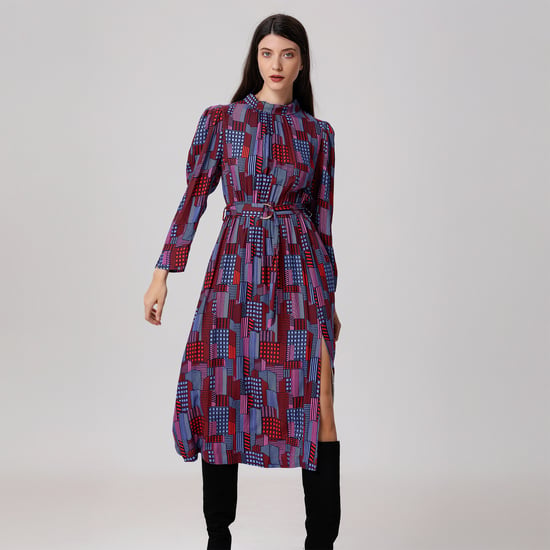 Midi-Blusenkleid mit Grafikdruck - Image 2