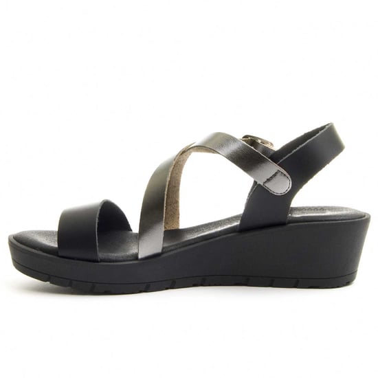 Confortable wedge sandal Purapiel in Black