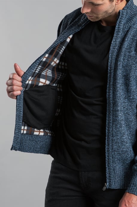 Light Blue Funnel Neck Zip-Through Cardigan