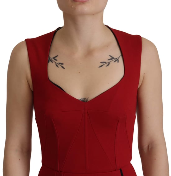 Dolce & Gabbana Rotes Sweetheart-Ausschnitt Bodycon Midi Damenkleid - Image 3
