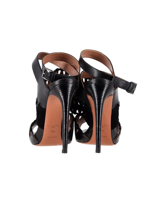 AlaÏa Cut-Out-Ankle-Strap-Sandalen aus schwarzem Leder - Image 4