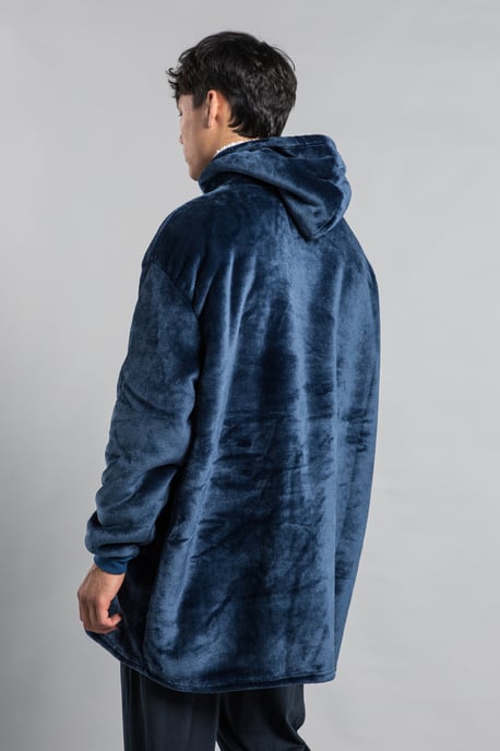 Navy Hooded Blanket With Kangaroo Pocket