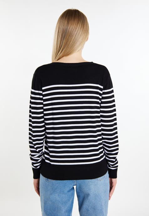 Dreimaster Strickpullover Damen schwarz weiss - Image 4