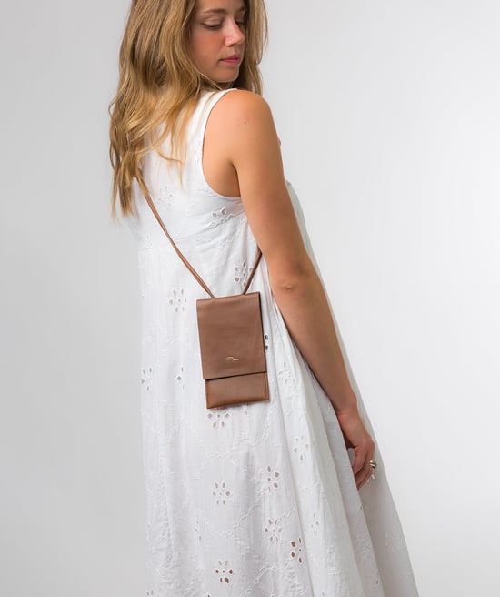 'Rina' Chestnut Nappa Leather Cross Body Phone Bag