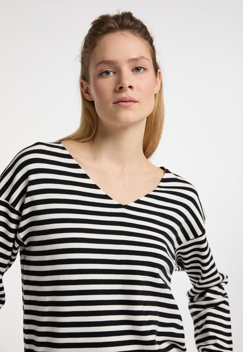Dreimaster Strickpullover Damen Wollweiss Schwarz - Image 5
