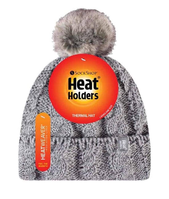 Wärmehalter - Damen Strickfleece gefütterte Thermo-Bommelmütze mit Pom Pom - Image 2