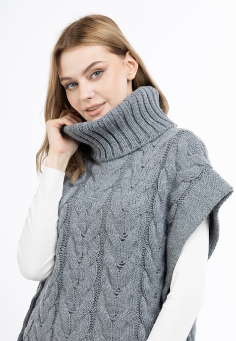 Dreimaster Strickweste Damen DUNKELGRAU MELANGE - Image 5
