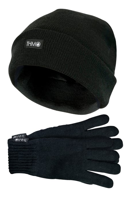 Herren Thinsulate Mütze und Handschuhe Set | THMO | Acryl gestrickte Mütze & Handschuhe für Winter - Schwarz - Image 1