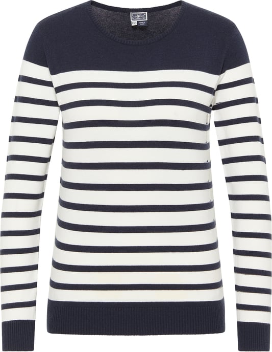 Dreimaster Strickpullover Damen Marine Wollweiss - Image 1