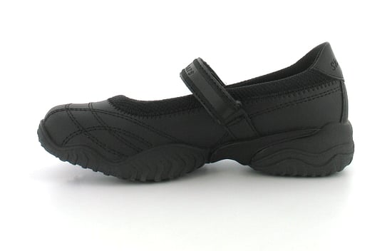 Neue Mädchen Schwarze Leder Skechers Schule Schuhe mit Klettverschluss - Image 3