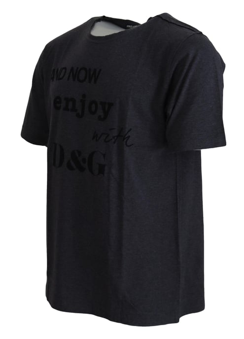 Dolce & Gabbana Graue Rundhals-Baumwolle Kurzarm Herren T-Shirt - Image 2
