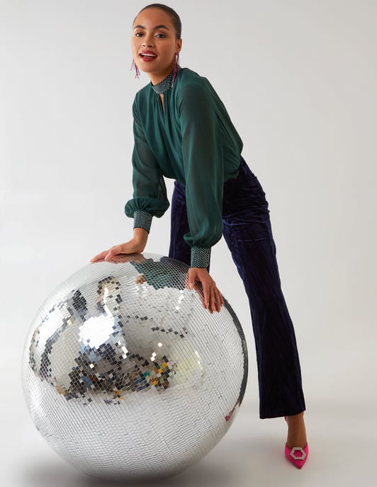 Diamante Collar & Cuff Puffball Top
