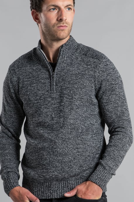 Black Recycled Cotton Blend 1/4 Zip Twist Jumper