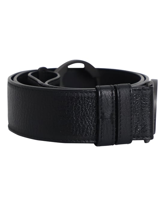 Bottega Veneta Round Buckle Belt in Black Leather