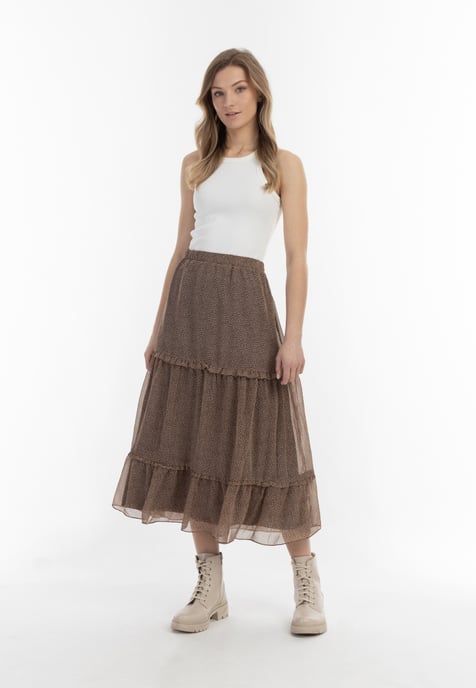 Dreimaster Maxirock Damen Braun Wollweiss - Image 2