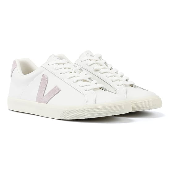 Veja Esplar Leder-Damensneakers In Weiß/Flieder - Image 1
