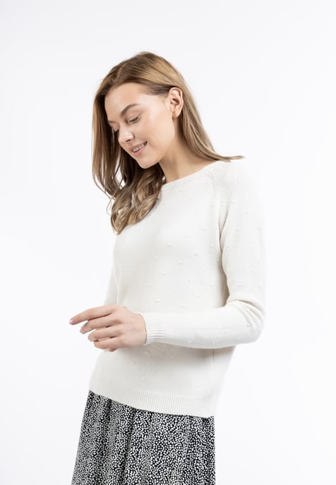 Dreimaster Strickpullover Damen Wollweiß - Image 3