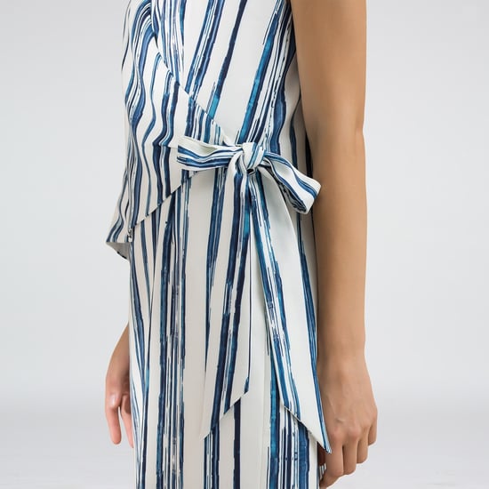 Stripe Print Wrap Effect Dress
