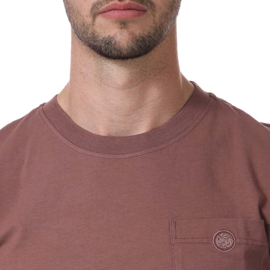 Men's Pretty Green Vega Pocket T-Shirt in Burgundy