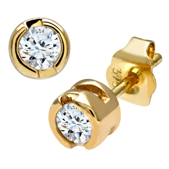 9ct Yellow Gold Rub Set Quarter Carat Diamond Earrings