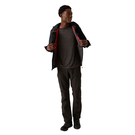 Regatta Mens Hewitts X Colour Block Soft Shell Jacket (Black/Red Ochre)