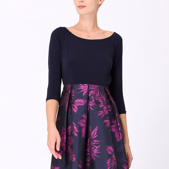 Kleid aus Bi-Material mit floralem Brokat - Image 2