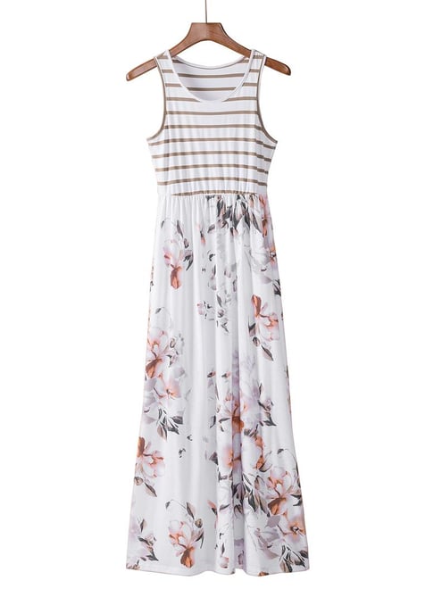 Damen-Maxikleid mit Blumendruck und Tasche in Weiß - Image 2