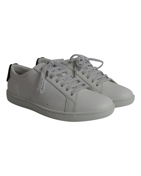 Saint Laurent Lips Classic Court Sneaker aus weißem Leder - Image 3