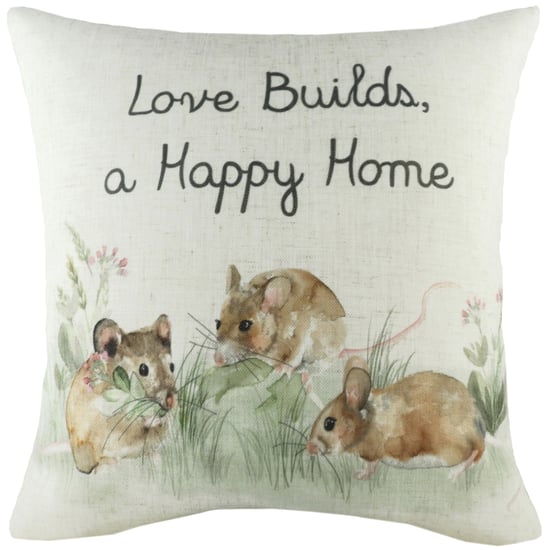 Evans Lichfield Hedgerow Mice Watercolour Printed Feather Filled Cushion - Image 1