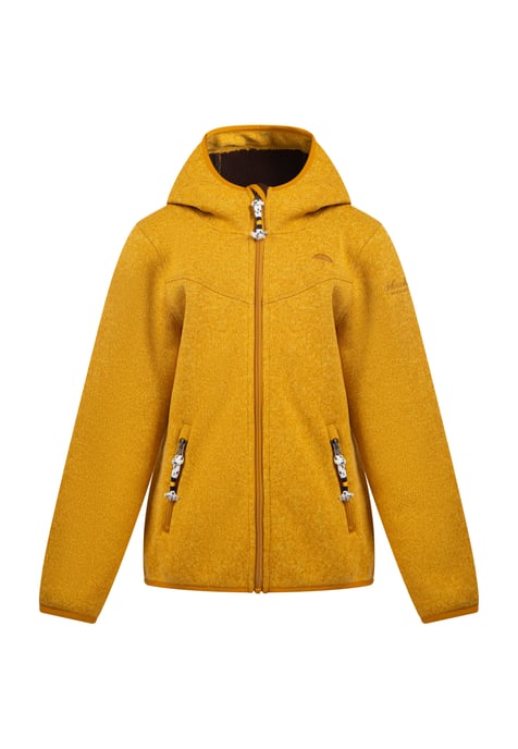 Schmuddelwedda Strickfleecejacke Mädchen Senf Melange-280 - Image 1