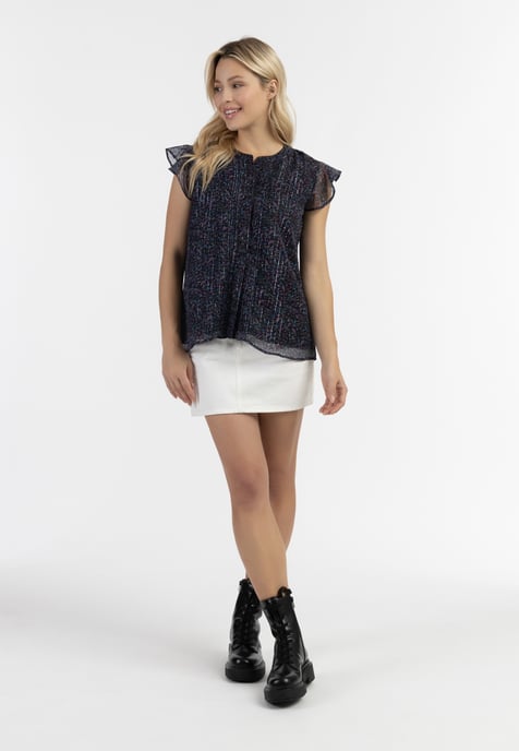 Dreimaster Blusenshirt mit Rüschenärmeln Damen Schwarzer Blumendruck - Image 2
