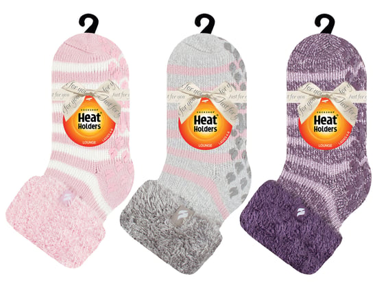 Womens Fluffy Slipper Bed Socks with Grips | Heat Holders | 3 Pair Multipack | Ladies Warm Fleece Lined Non Slip Socks | Winter Gifts for Her - Pack 8 - Image 2