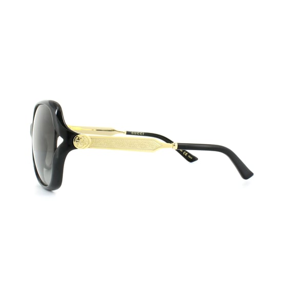 Lunettes De Soleil Gucci 0076S 002 Dégradé Gris Or Noir - Image 3