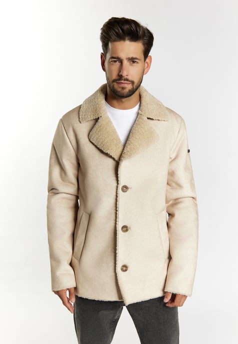 Dreimaster Übergangsjacke aus Fellimitat Herren Cremebeige - Image 3
