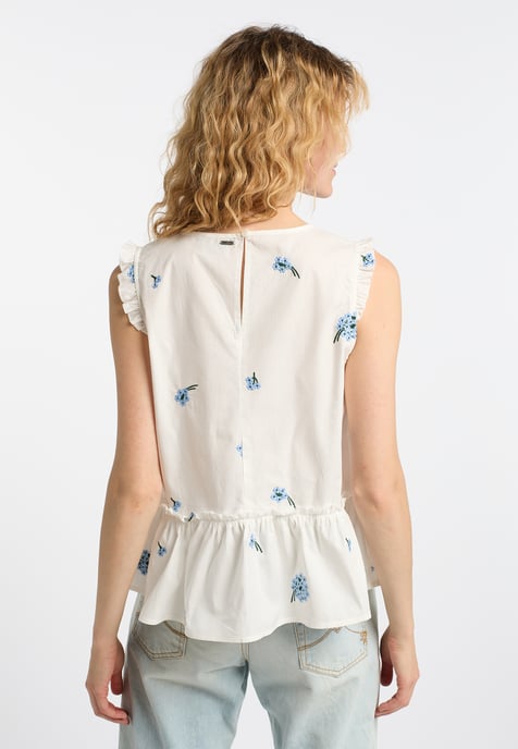 Dreimaster Spitze Damen Wollweiss Blau - Image 4