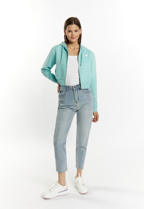 Mymo Kapuzenpullover mit Reißverschluss Damen Aqua - Image 2