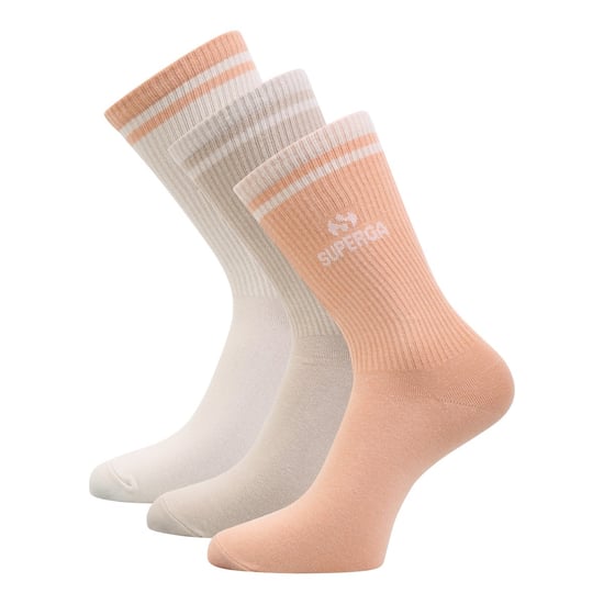 Superga Chaussettes unisexes adultes en tricot côtelé (paquet de 3) (Pêche/Blanc/Tan) - Image 1