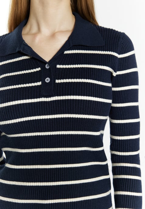 Dreimaster Knitted pullover women marine wool white