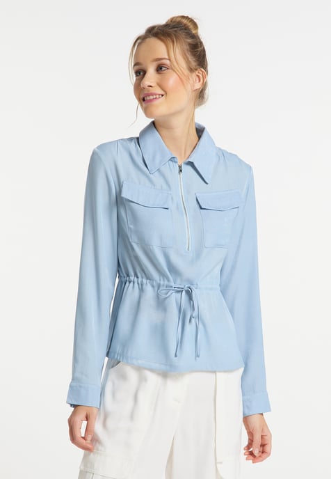 Dreimaster Bluse Damen hellblau - Image 3