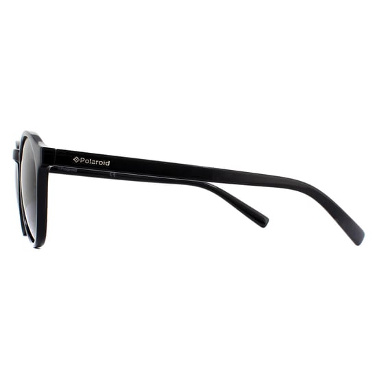 Polaroid Round Unisex Shiny Black Grey Polarized Sunglasses