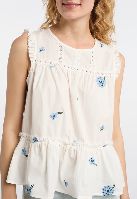 Dreimaster Spitze Damen Wollweiss Blau - Image 5