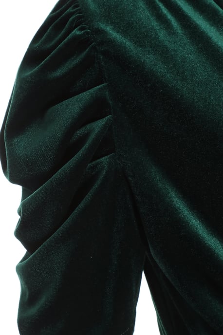 Bottle Green Velvet Wrap Midi Dress