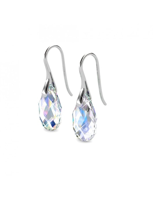 Teardrop-Haken-Ohrringe - Silber und AB-Klar - Image 4