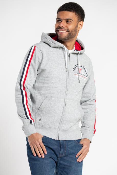 Light Grey Zip-Through Printed Hoody